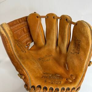 Vintage McKinnon F-2127 Baseball Glove Leather Lined Hand Formed Pocket Japan
